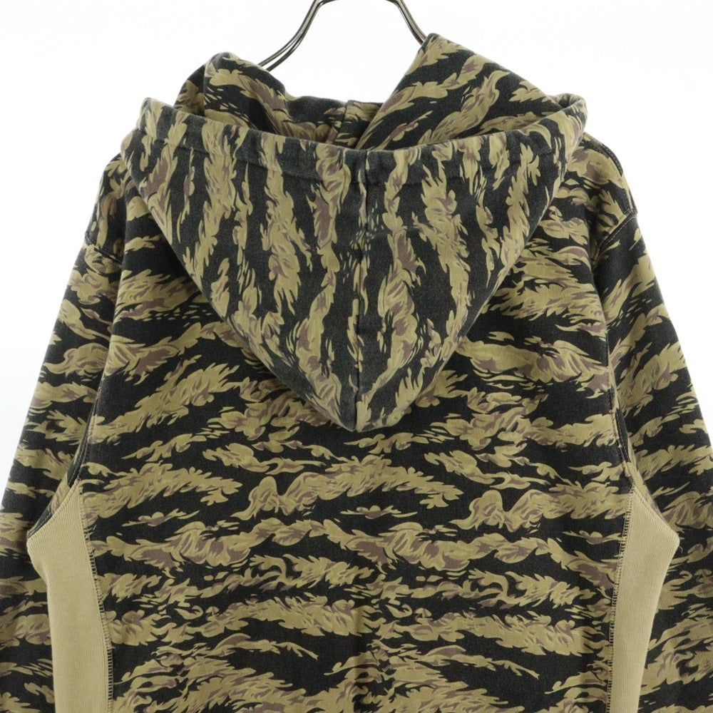 STUSSY(ステューシー) 90‐00S タイガーカモ ジップアップ フーデッドスウェットパーカー ブラウン