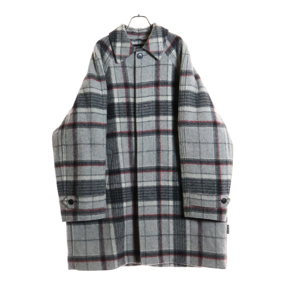 BALENCIAGA(バレンシアガ) 18AW タータンチェックアルパカウールロングート 534050 TBU11 グレー