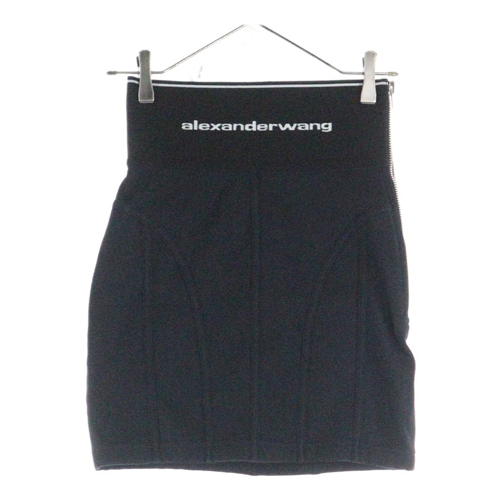 ALEXANDER WANG(アレキサンダーワン) ロゴプリント エラスティック ミニスカート ブラック 1CC2215180 レディース