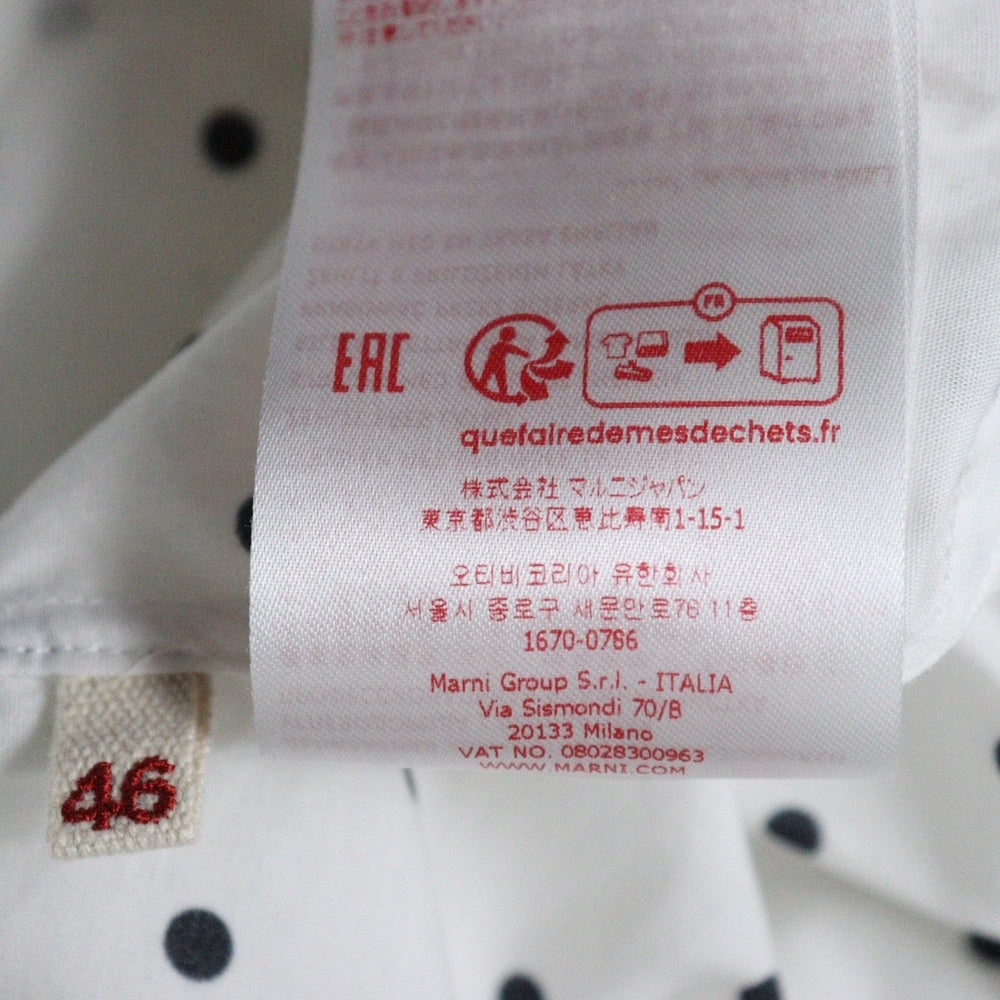 MARNI(マルニ) POLKA DOT PRINT POPLIN SHIRT CUMU0283SY ポルカドット プリント ロングスリーブ長袖シャツ ホワイト