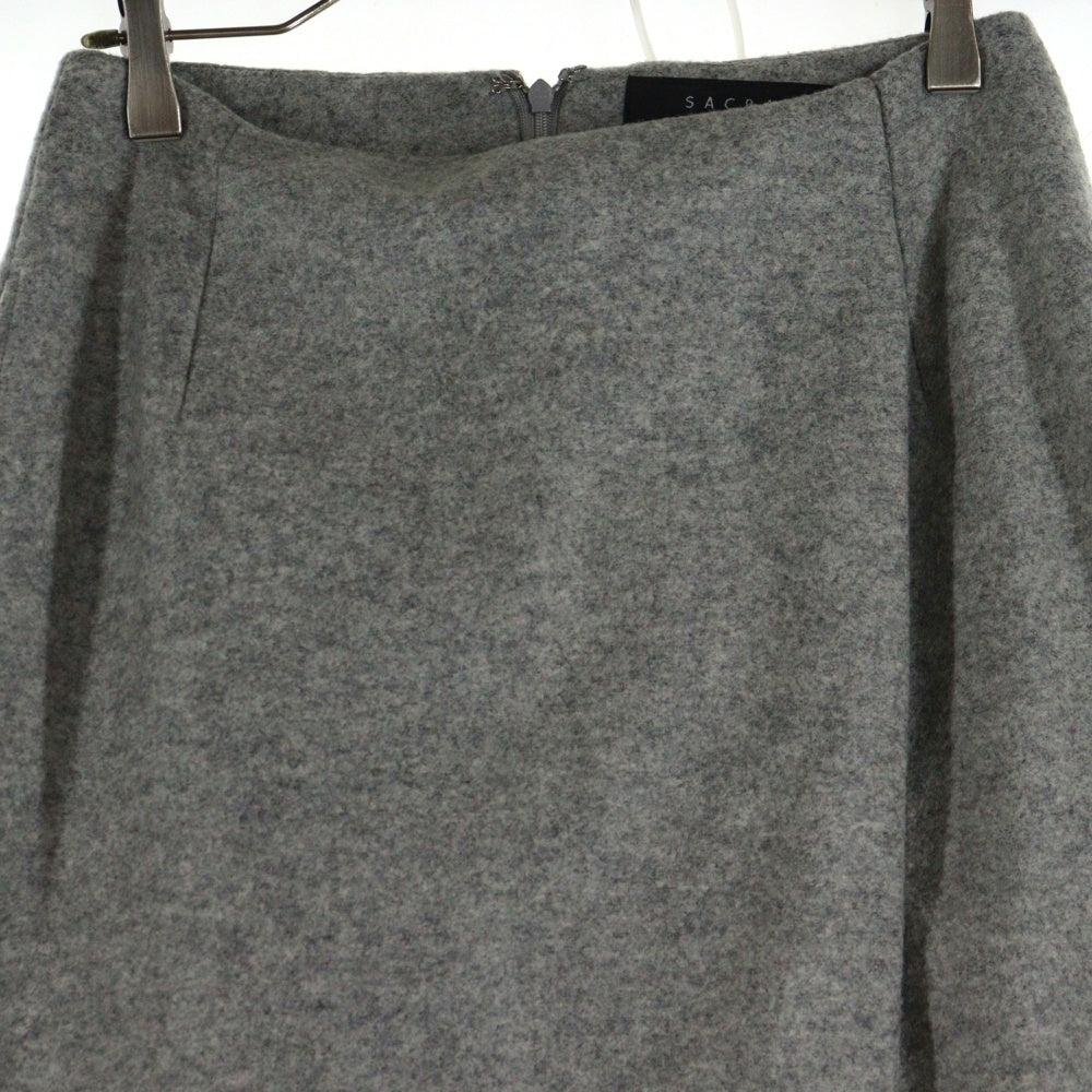 SACRA(サクラ) WOOL RING MILLED SK ウール ロングスリットスカート グレー レディース 117506122