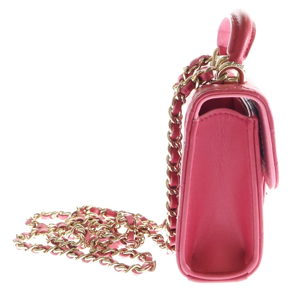 CHANEL(シャネル) マトラッセ フラップ コインパース チェーンショルダーバッグ ゴールド金具 AP2200 レディース ピンク