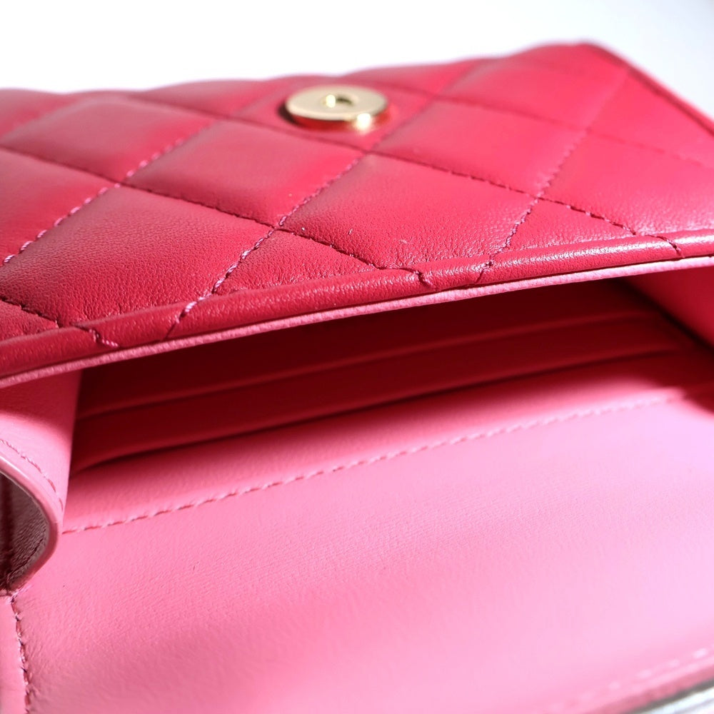 CHANEL(シャネル) マトラッセ フラップ コインパース チェーンショルダーバッグ ゴールド金具 AP2200 レディース ピンク