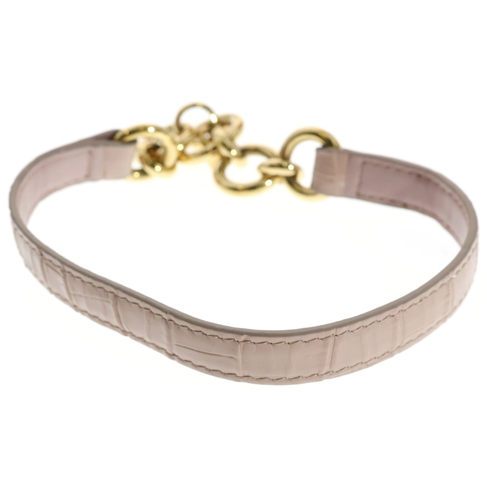 miumiu(ミュウミュウ) 型押しクロコ ラインストーン付き ブレスレット ピンク×ゴールド レザー