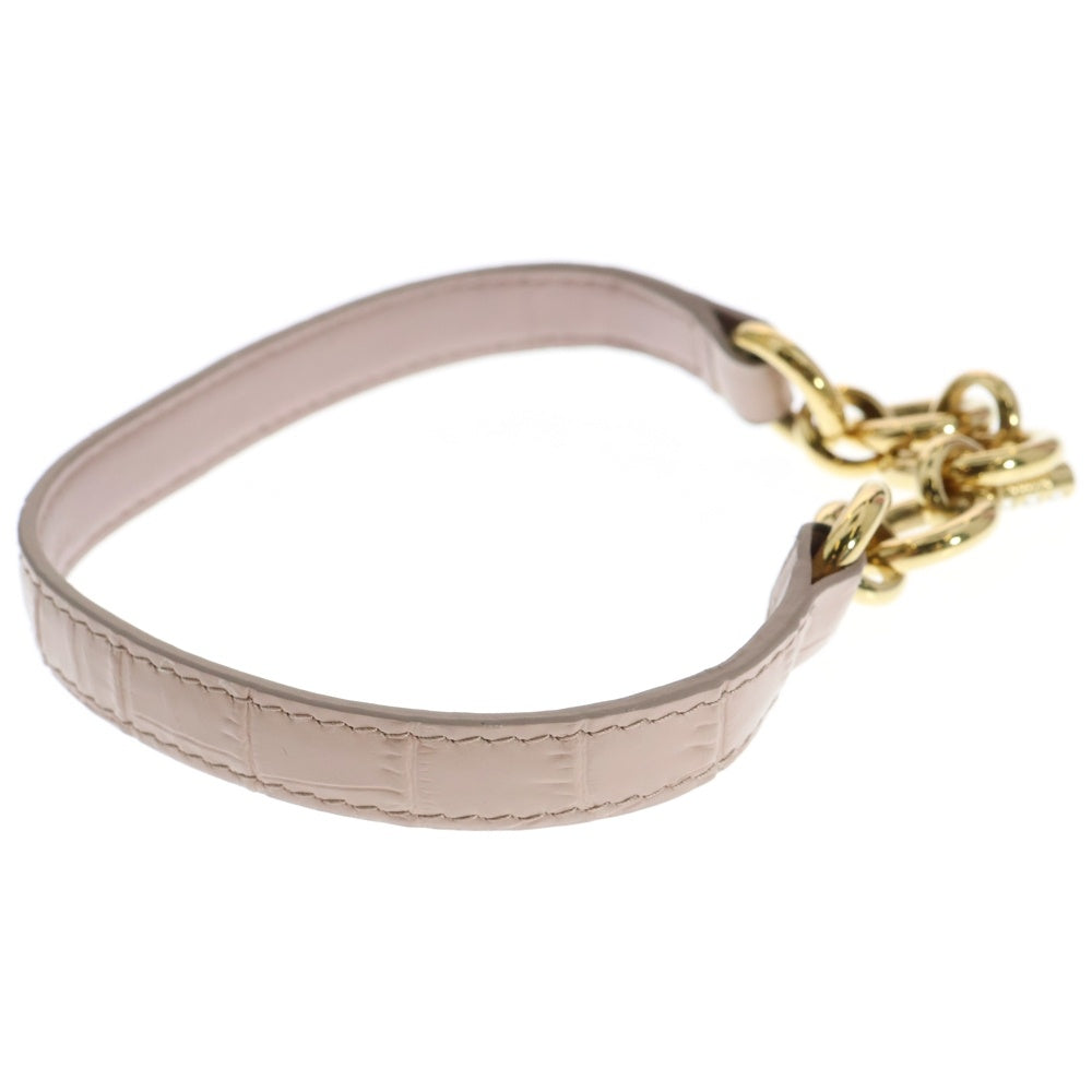 miumiu(ミュウミュウ) 型押しクロコ ラインストーン付き ブレスレット ピンク×ゴールド レザー