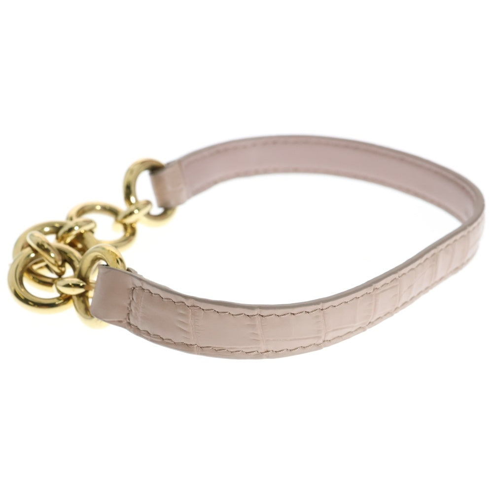 miumiu(ミュウミュウ) 型押しクロコ ラインストーン付き ブレスレット ピンク×ゴールド レザー