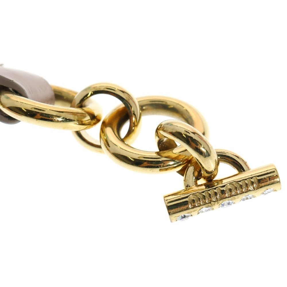 miumiu(ミュウミュウ) 型押しクロコ ラインストーン付き ブレスレット ピンク×ゴールド レザー