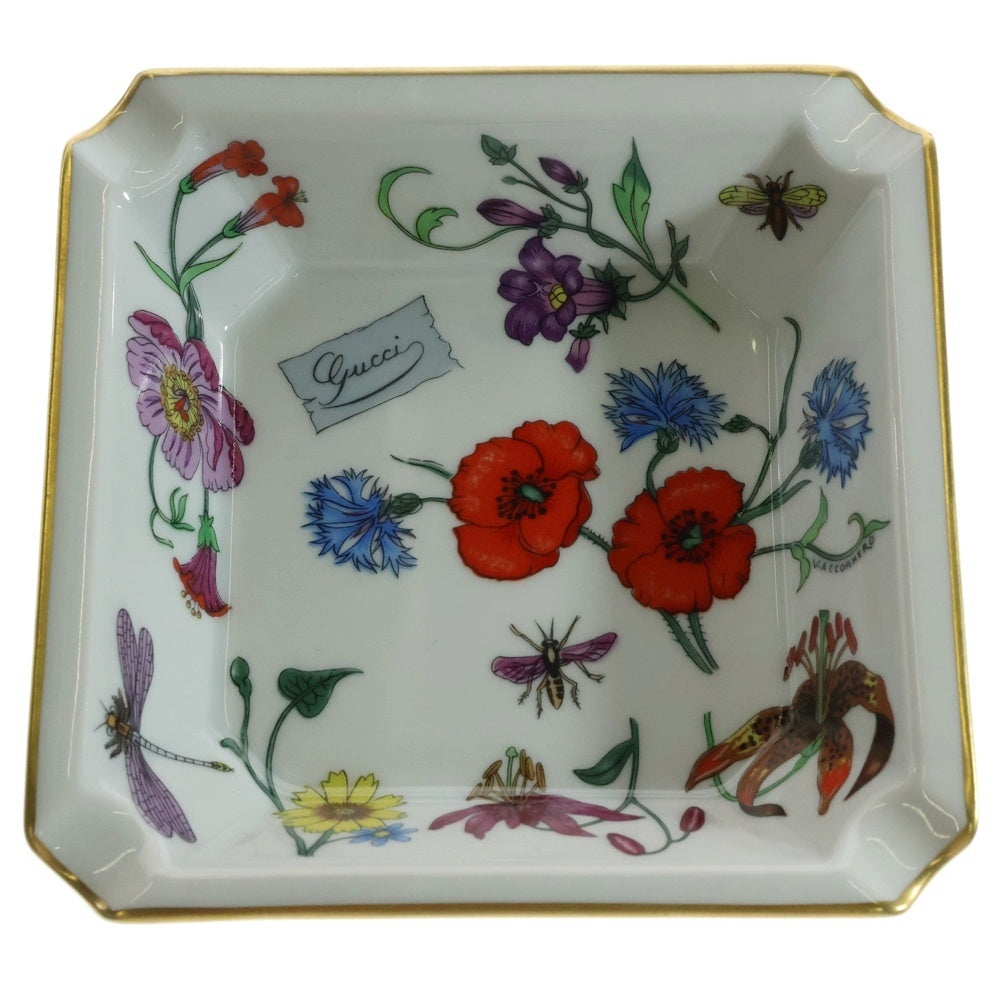 GUCCI(グッチ) ×BERNARDAUD LIMOGES France ベルナルド リモージュ フローラル アッシュトレイ 灰皿 ■