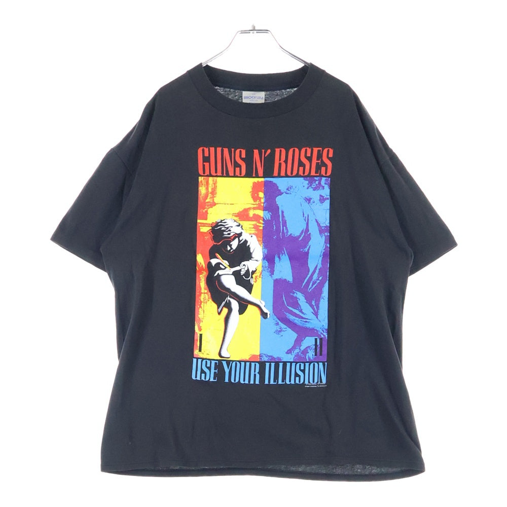 VINTAGE(ヴィンテージ) 90s GUNS N ROSES USE YOUR ILUSION ガンズアンドローゼズ 両面プリント 半袖Tシャツ カットソー ブラック