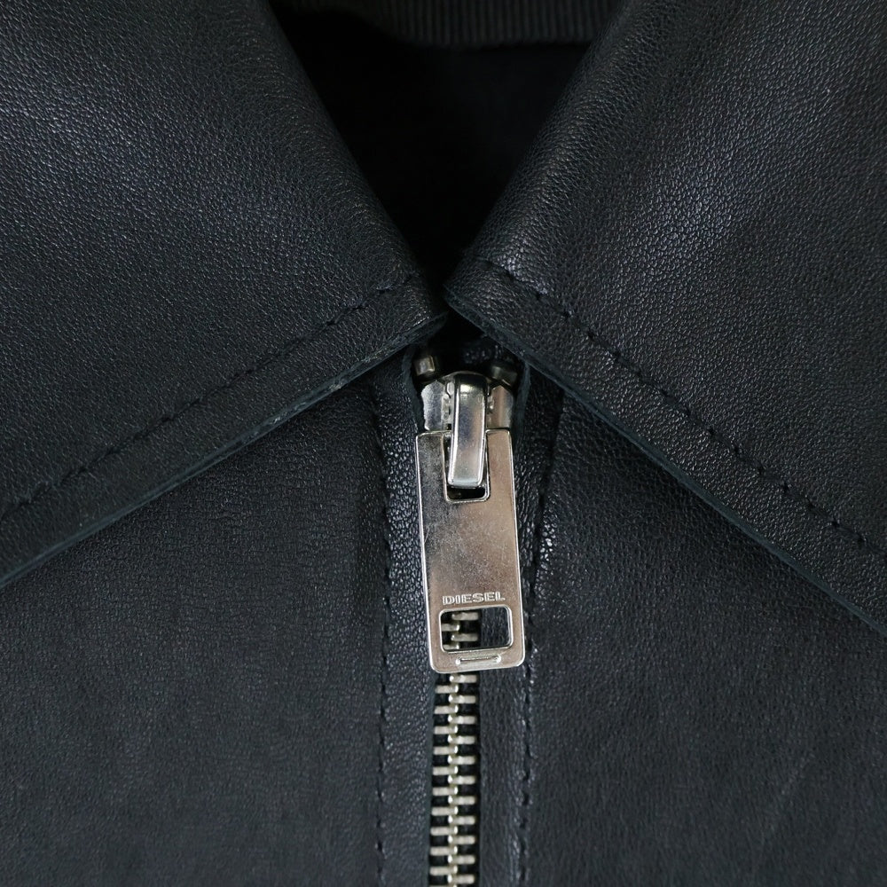 DIESEL(ディーゼル) ラムレザー シングルライダースジャケット レザージャケット ブラック A06339
