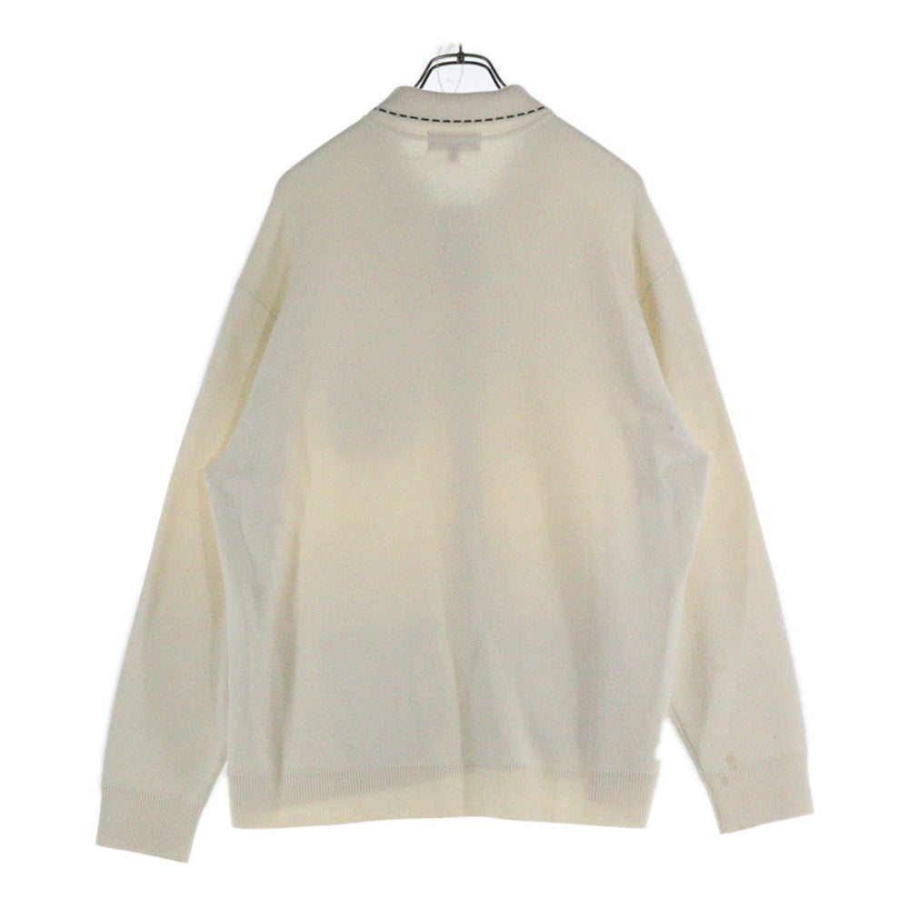 SUPREME(シュプリーム) 22AW Contrast Stitch Button Up コントラスト ステッチ ボタン アップ ロゴ刺繍カーディガン 襟付きニットシャツ アイボリー