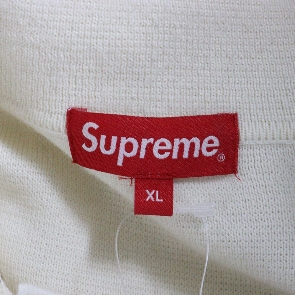 SUPREME(シュプリーム) 22AW Contrast Stitch Button Up コントラスト ステッチ ボタン アップ ロゴ刺繍カーディガン 襟付きニットシャツ アイボリー