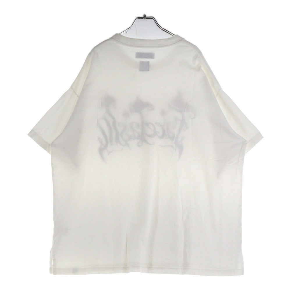 FACETASM(ファセッタズム) サイドスリット フロントプリント 半袖Tシャツ カットソー ホワイト SRO-TEE-U03