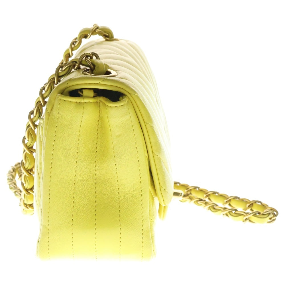 CHANEL(シャネル) 21番台 Vステッチ マトラッセ17 ショルダーバッグ イエロー レディース