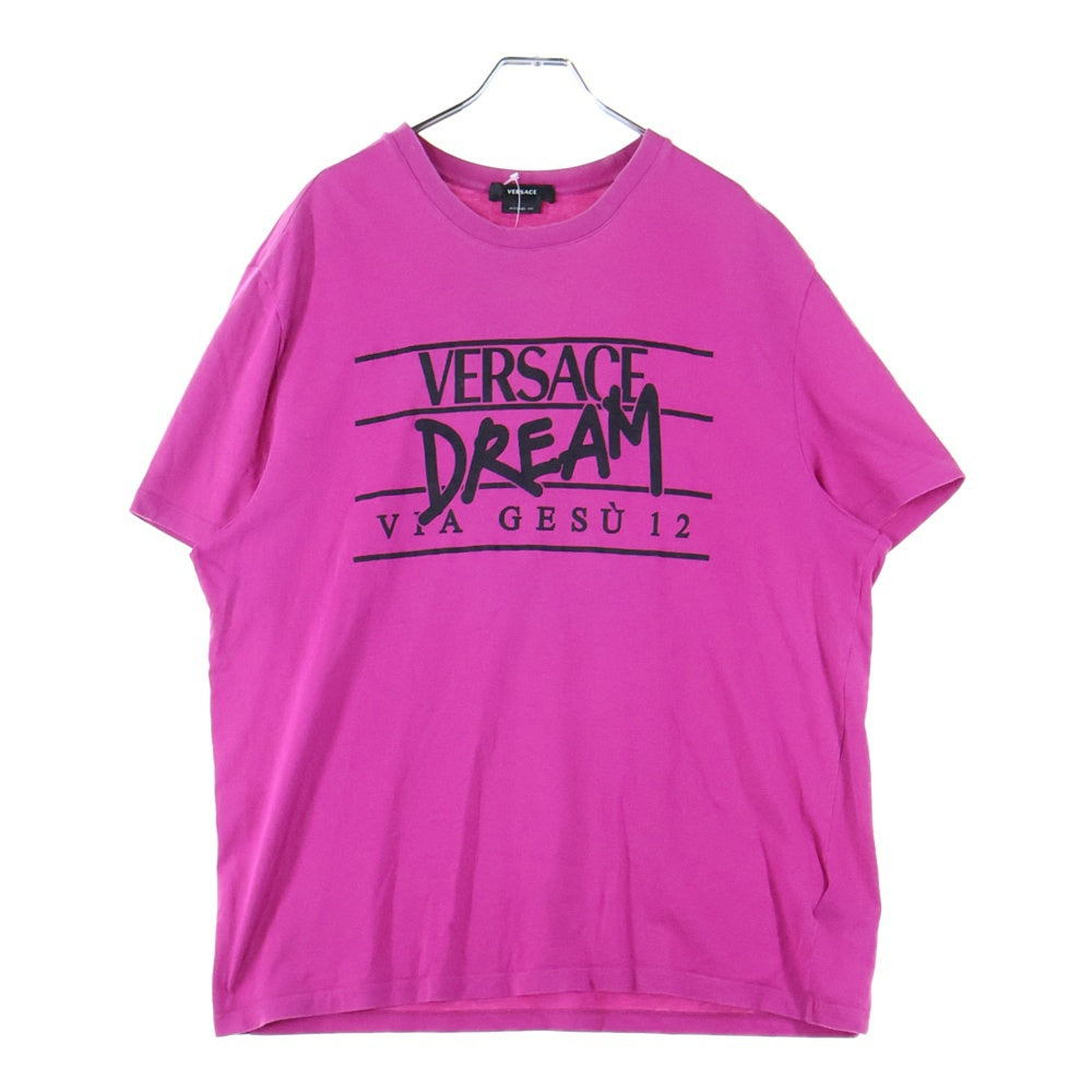 VERSACE(ヴェルサーチ) フロントプリント 半袖Tシャツ カットソー ピンク 1005783