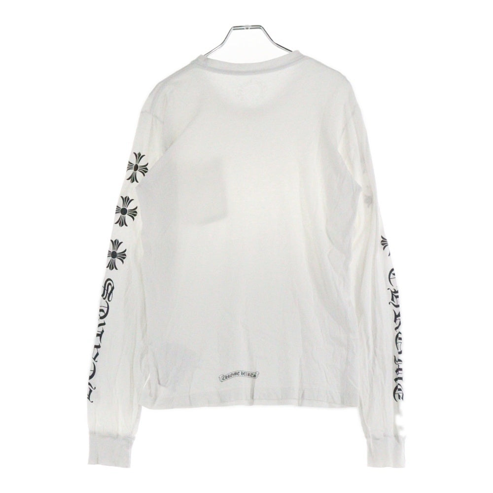 CHROME HEARTS(クロムハーツ) L/S Tee アームロゴ プリント長袖Tシャツ カットソー ホワイト
