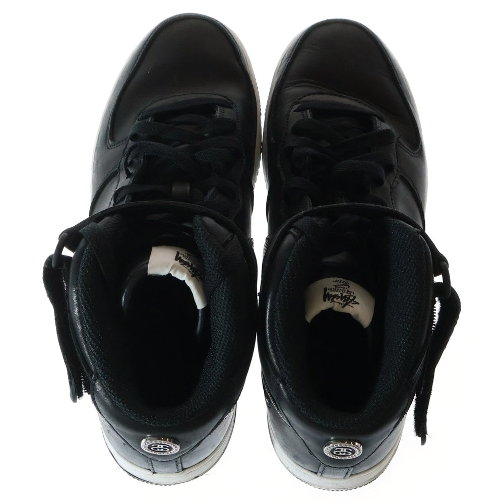 NIKE(ナイキ) ×STUSSY AIR FORCE 1 MID BLACK SNAKESKIN DJ7840-001 ステューシー エアフォースワン ミドルカットスニーカー ブラック US8.5/26.5cm