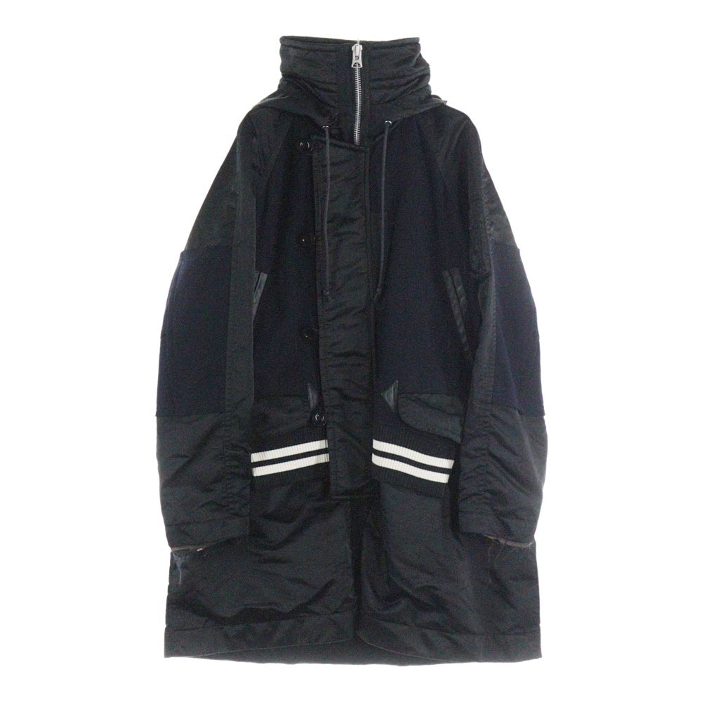 Sacai(サカイ) 21AW ナイロン切替 ドッキング ボンバーウールコート カーキ ブラック 21ー02622M