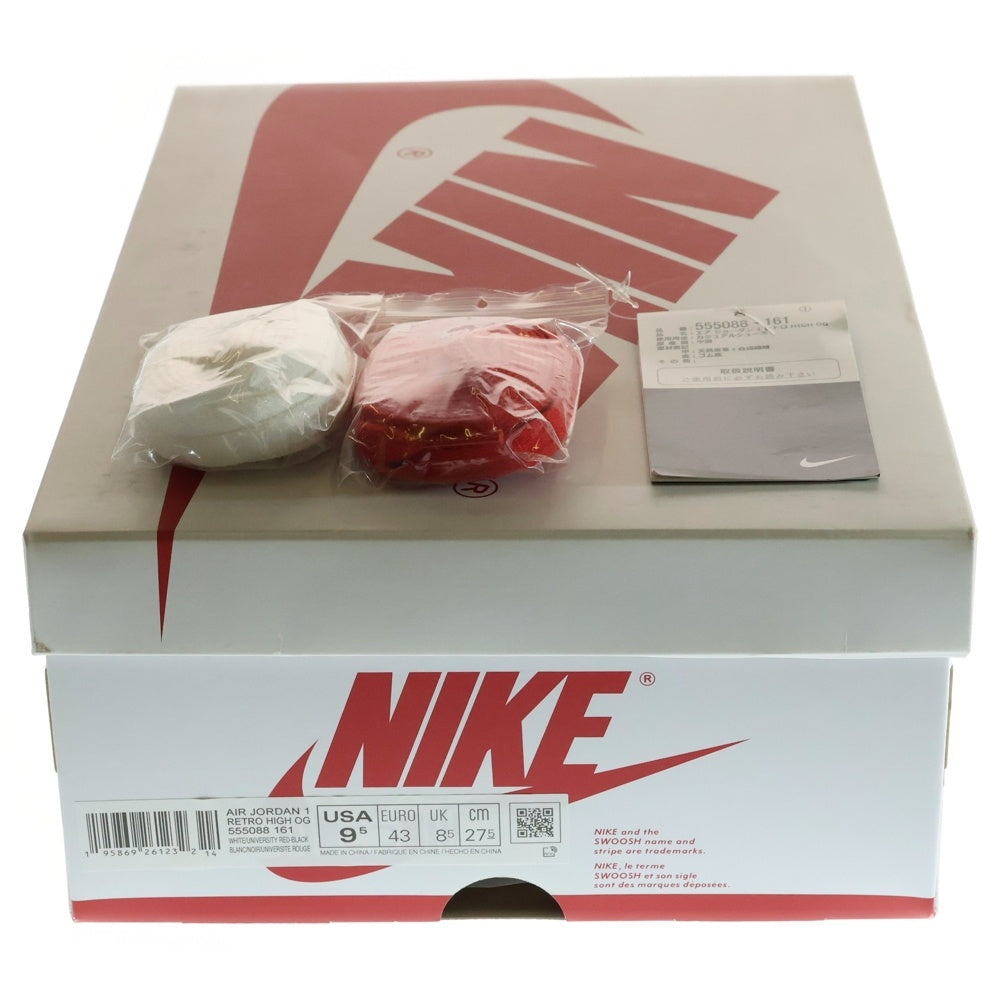 NIKE(ナイキ) AIR JORDAN 1 RETRO HIGH OG Heritage 555088-161 エアジョーダン レトロ ヘリテージ ハイカットスニーカー レッド/ホワイト US9.5/27.5cm