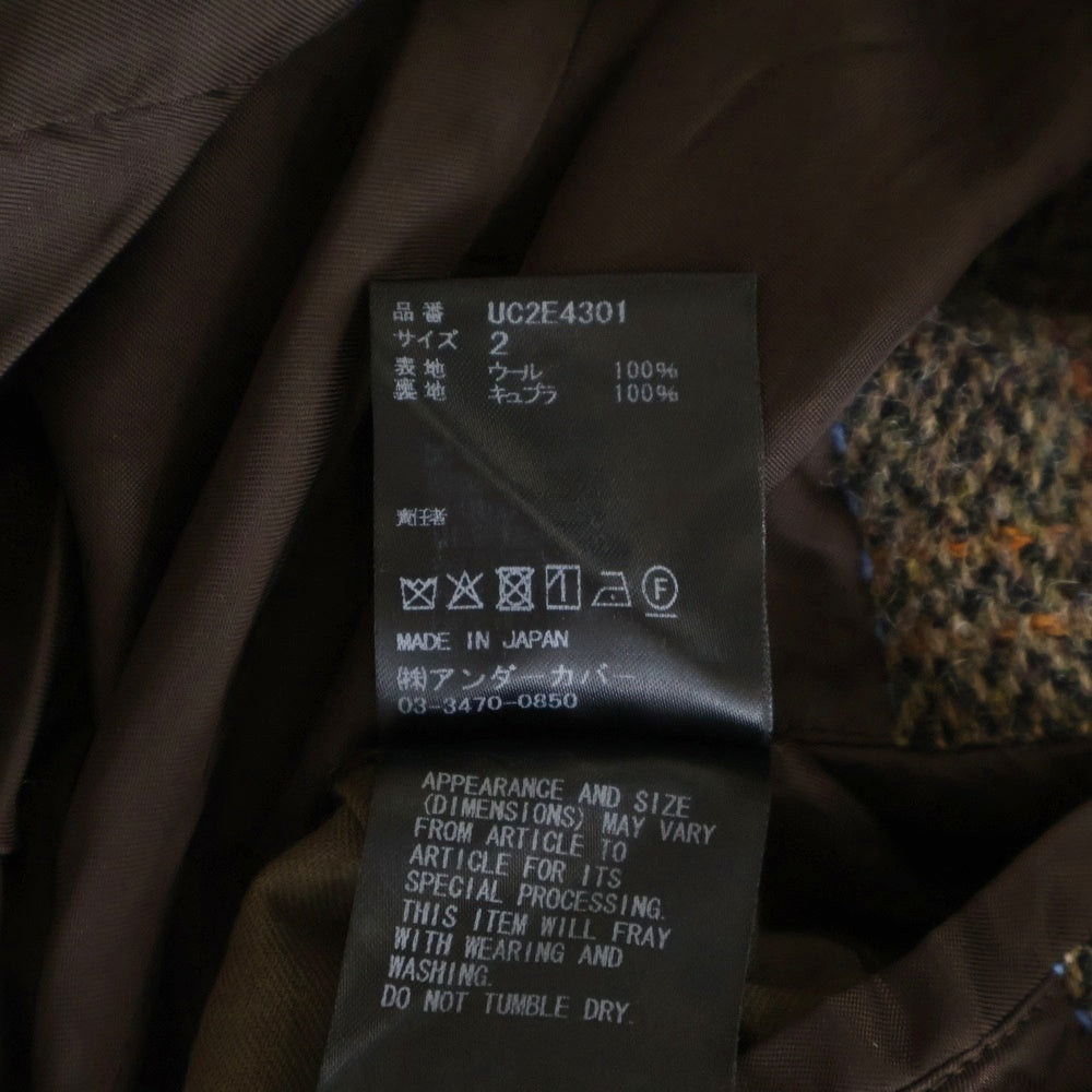 UNDERCOVER(アンダーカバー) 25AW ウールジップアップチェックステンカラーコート ベージュ UC2E4301