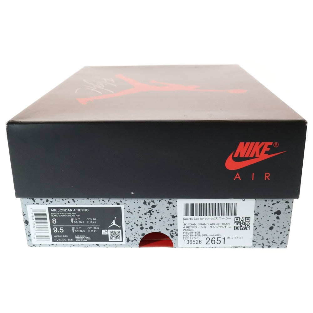 NIKE(ナイキ) AIR JORDAN 4 RETRO WHITECEMENT エアジョーダン4 レトロ ホワイト セメント ハイカットスニーカー ホワイト US8/26.0cm FV5029-100