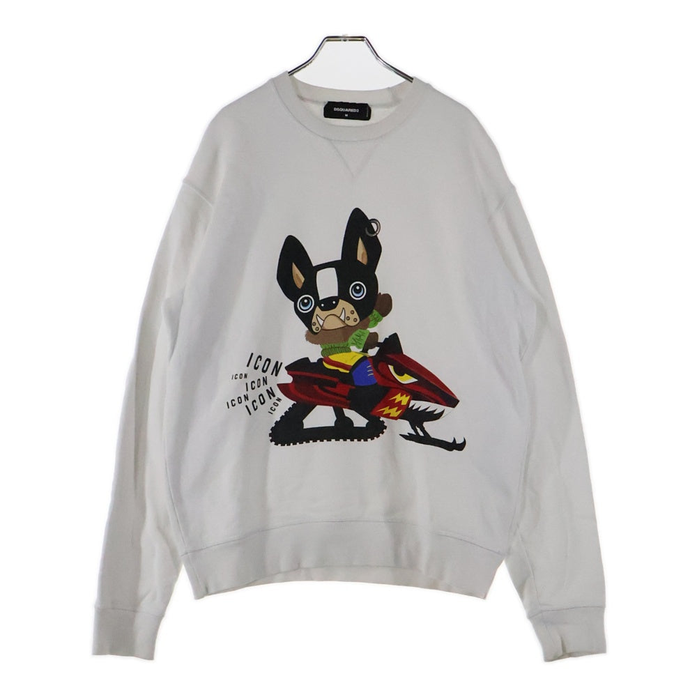 DSQUARED2(ディースクエアード) 21AW ICON CREWNECK SWEATER フロントプリント クルーネックトレーナー スウェット ホワイト S79GU0046