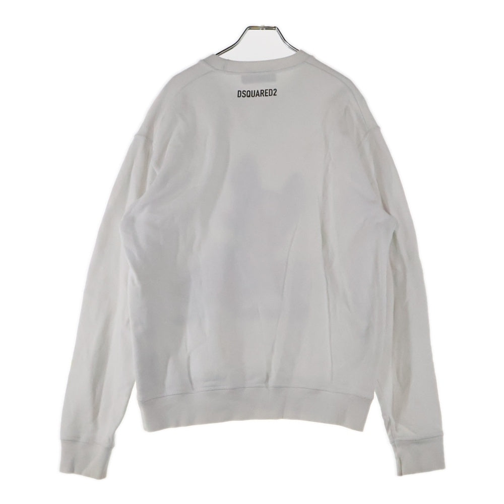 DSQUARED2(ディースクエアード) 21AW ICON CREWNECK SWEATER フロントプリント クルーネックトレーナー スウェット ホワイト S79GU0046
