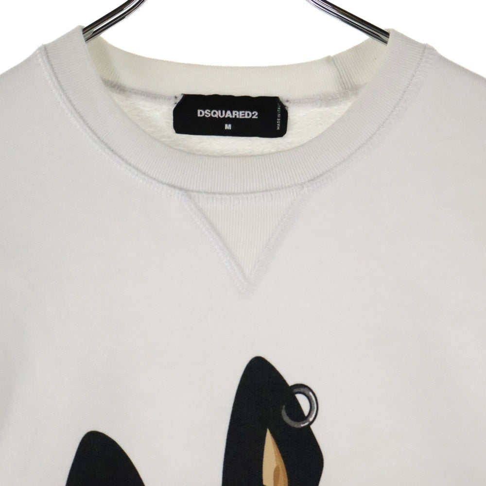 DSQUARED2(ディースクエアード) 21AW ICON CREWNECK SWEATER フロントプリント クルーネックトレーナー スウェット ホワイト S79GU0046