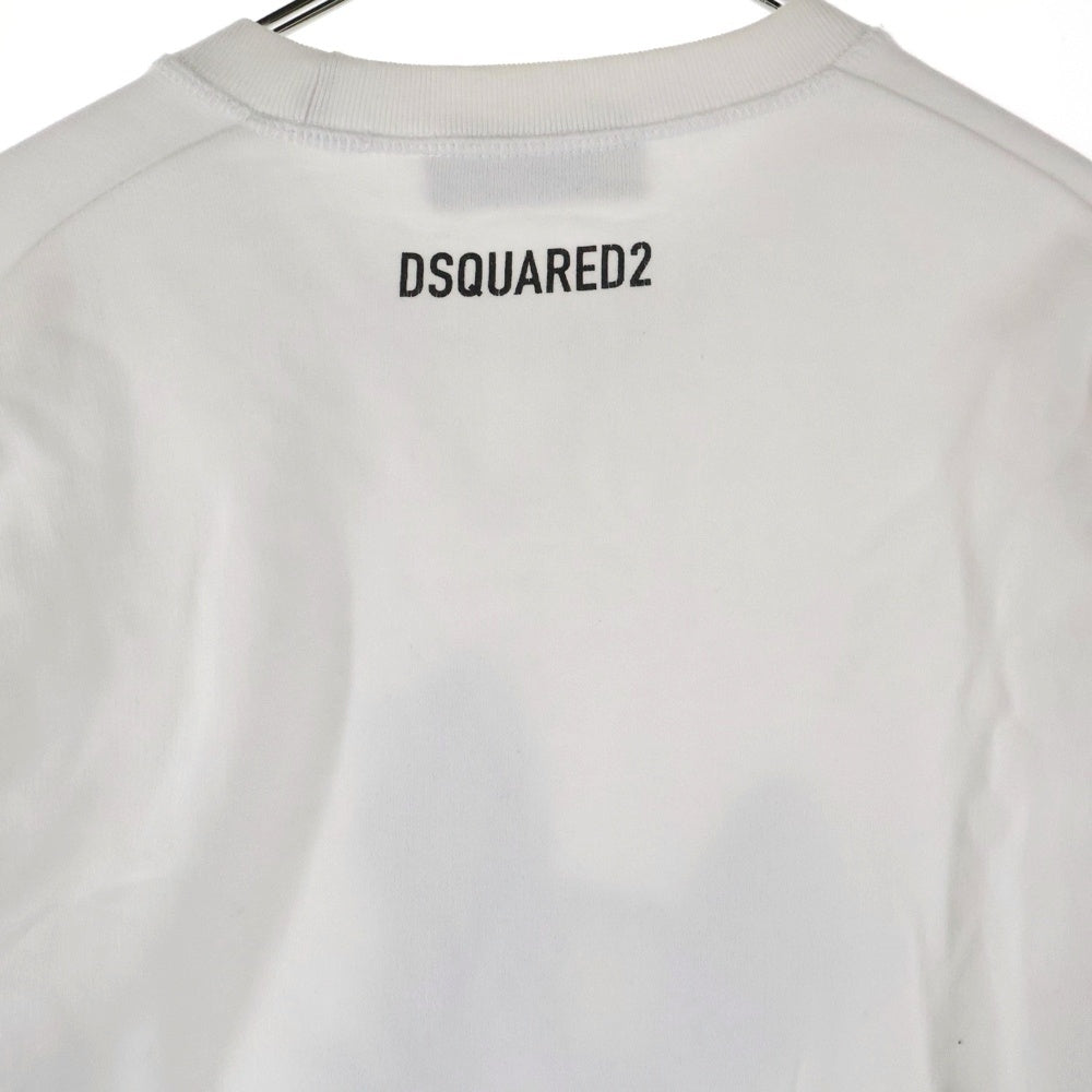 DSQUARED2(ディースクエアード) 21AW ICON CREWNECK SWEATER フロントプリント クルーネックトレーナー スウェット ホワイト S79GU0046
