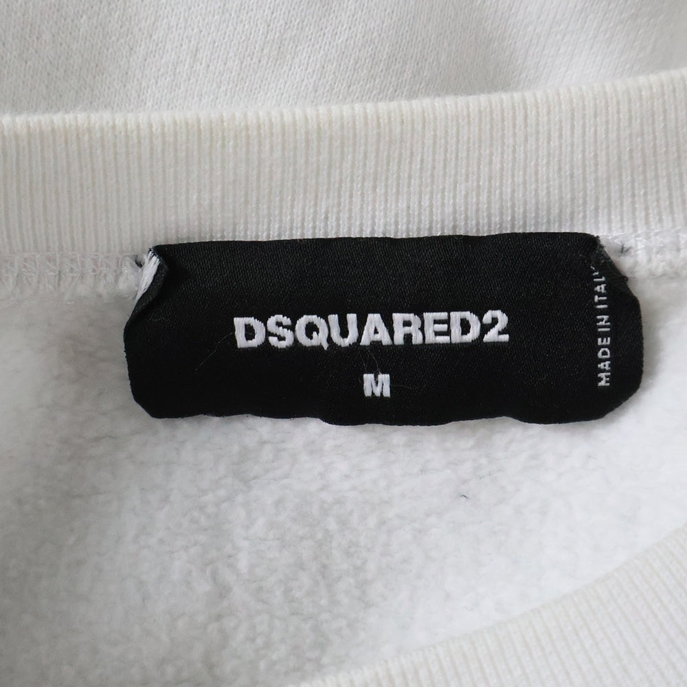 DSQUARED2(ディースクエアード) 21AW ICON CREWNECK SWEATER フロントプリント クルーネックトレーナー スウェット ホワイト S79GU0046