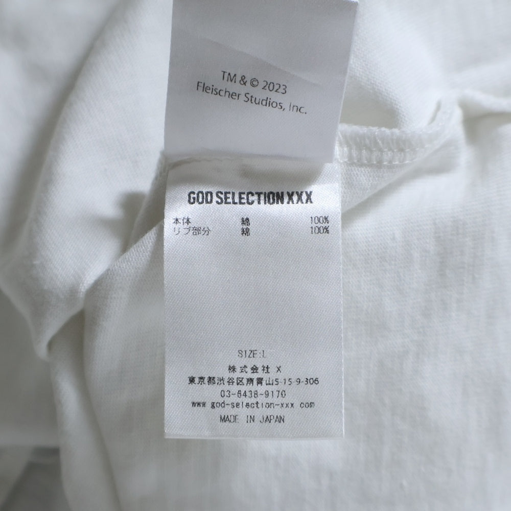 GOD SELECTION XXX(ゴッドセレクショントリプルエックス) キャラクタープリント 半袖Tシャツ カットソー ホワイト