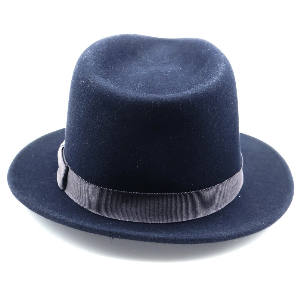 LANVIN(ランバン) リボン付 中折れハット 帽子 ネイビー LY-Y8-84587