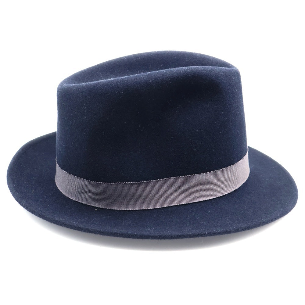 LANVIN(ランバン) リボン付 中折れハット 帽子 ネイビー LY-Y8-84587