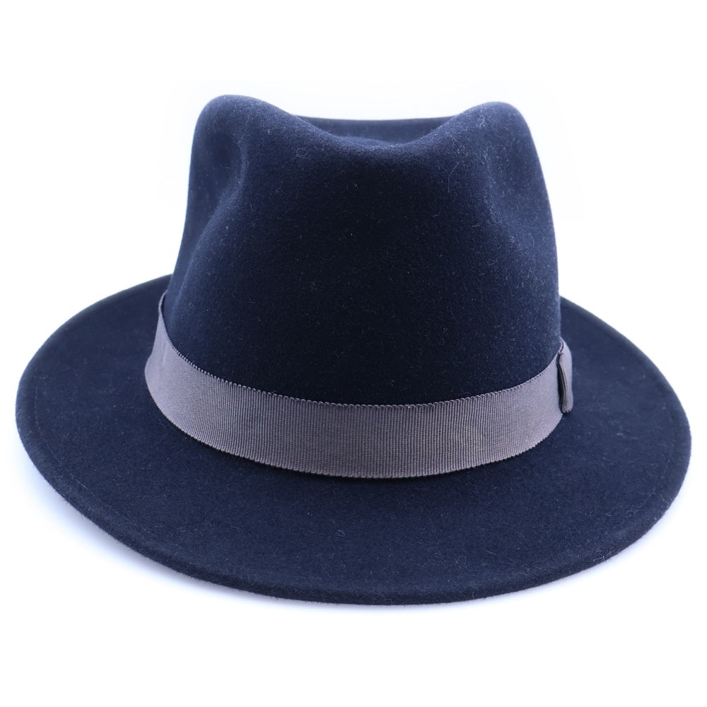 LANVIN(ランバン) リボン付 中折れハット 帽子 ネイビー LY-Y8-84587