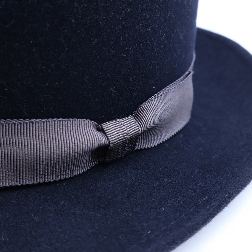 LANVIN(ランバン) リボン付 中折れハット 帽子 ネイビー LY-Y8-84587