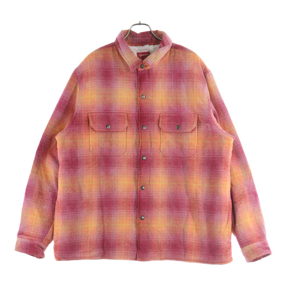 SUPREME(シュプリーム) 22AW Shearling Lined Flannel Shirt シアリング ラインドフランネル シャツ パープル/オリーブオレンジ