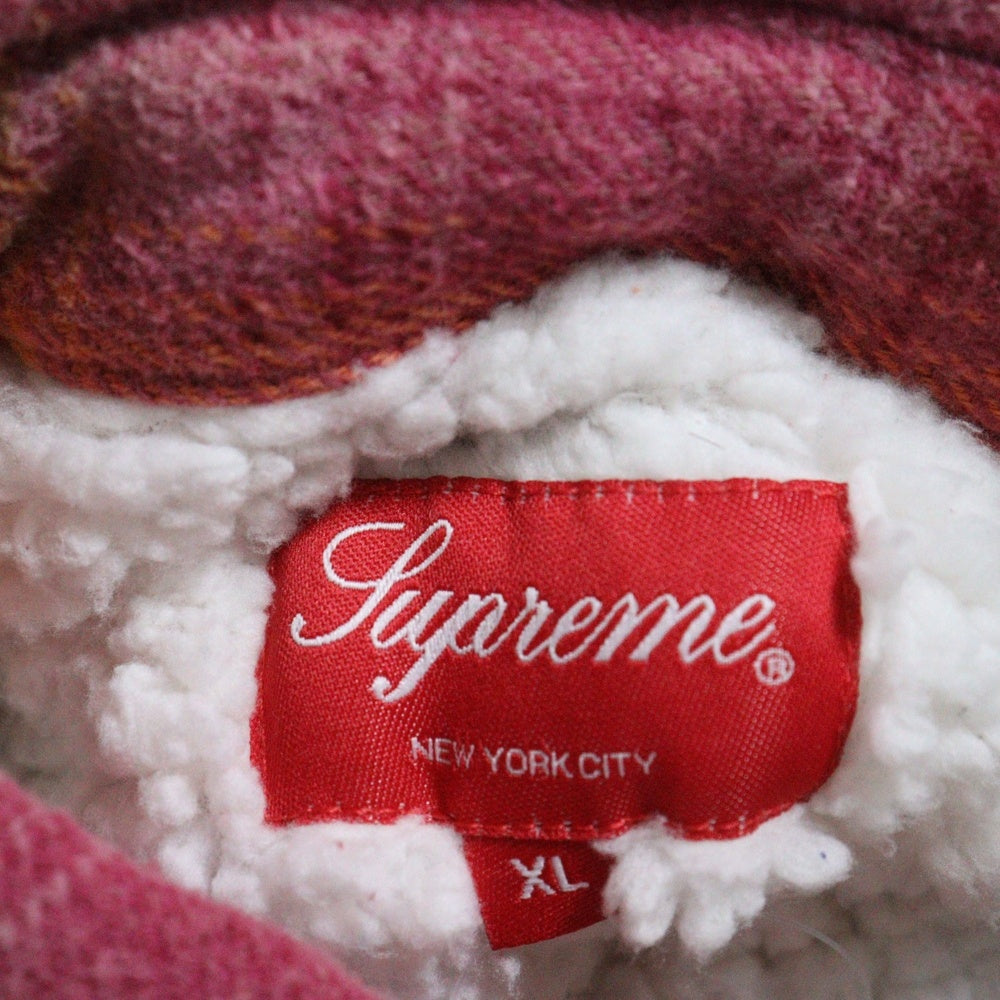 SUPREME(シュプリーム) 22AW Shearling Lined Flannel Shirt シアリング ラインドフランネル シャツ パープル/オリーブオレンジ