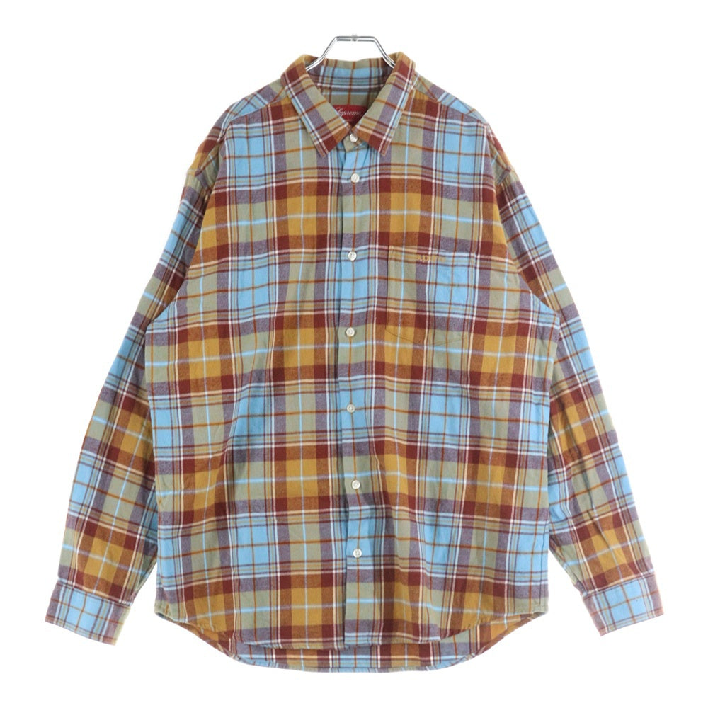 SUPREME(シュプリーム) 22AW Plaid Flannel Shirt プレイド フランネル 長袖チェックシャツ ブルー/ブラウン