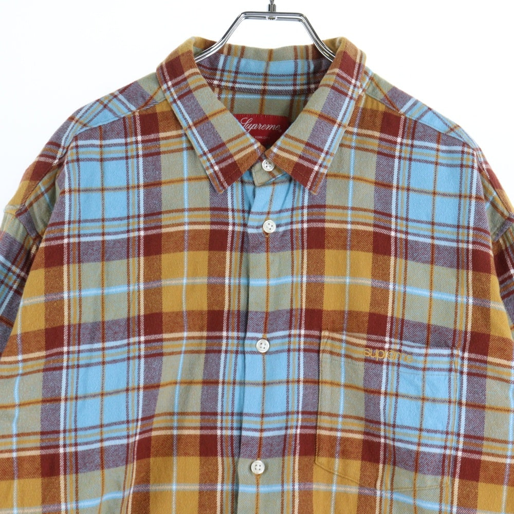 SUPREME(シュプリーム) 22AW Plaid Flannel Shirt プレイド フランネル 長袖チェックシャツ ブルー/ブラウン