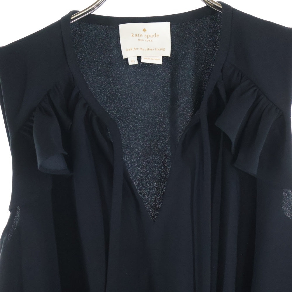 Kate Spade(ケイトスペード) crepe ruffle fit and flare フレンチスリーブ フレアワンピース レディース ブラック NJMU7440