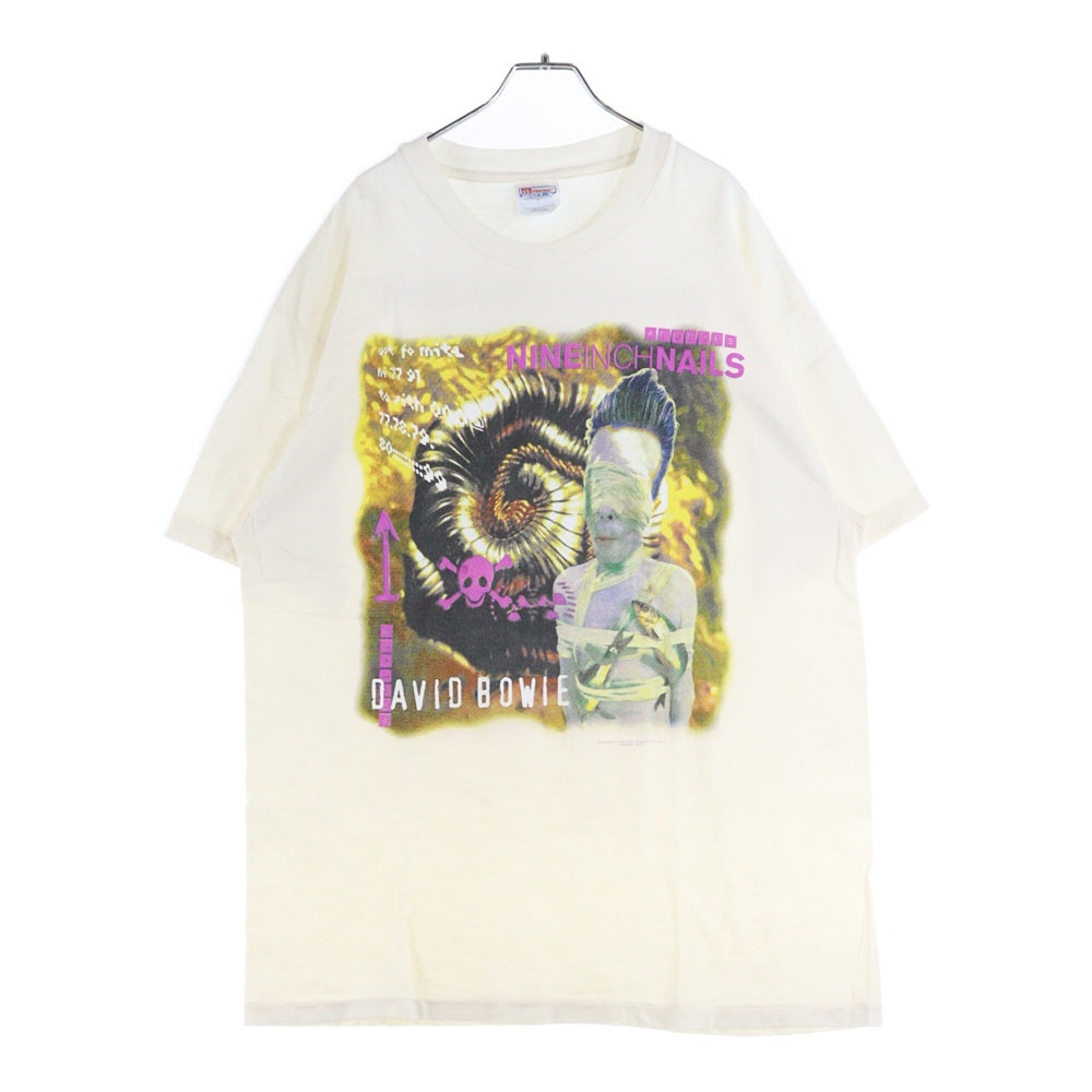VINTAGE(ヴィンテージ) 90s VINTAGE NINE INCH NAILS DAVID BOWIE TOUR 1995 Hanes ナインインチネイルズ デヴィッドボウイ ツアー プリント クルーネック半袖Tシャツ ホワイト