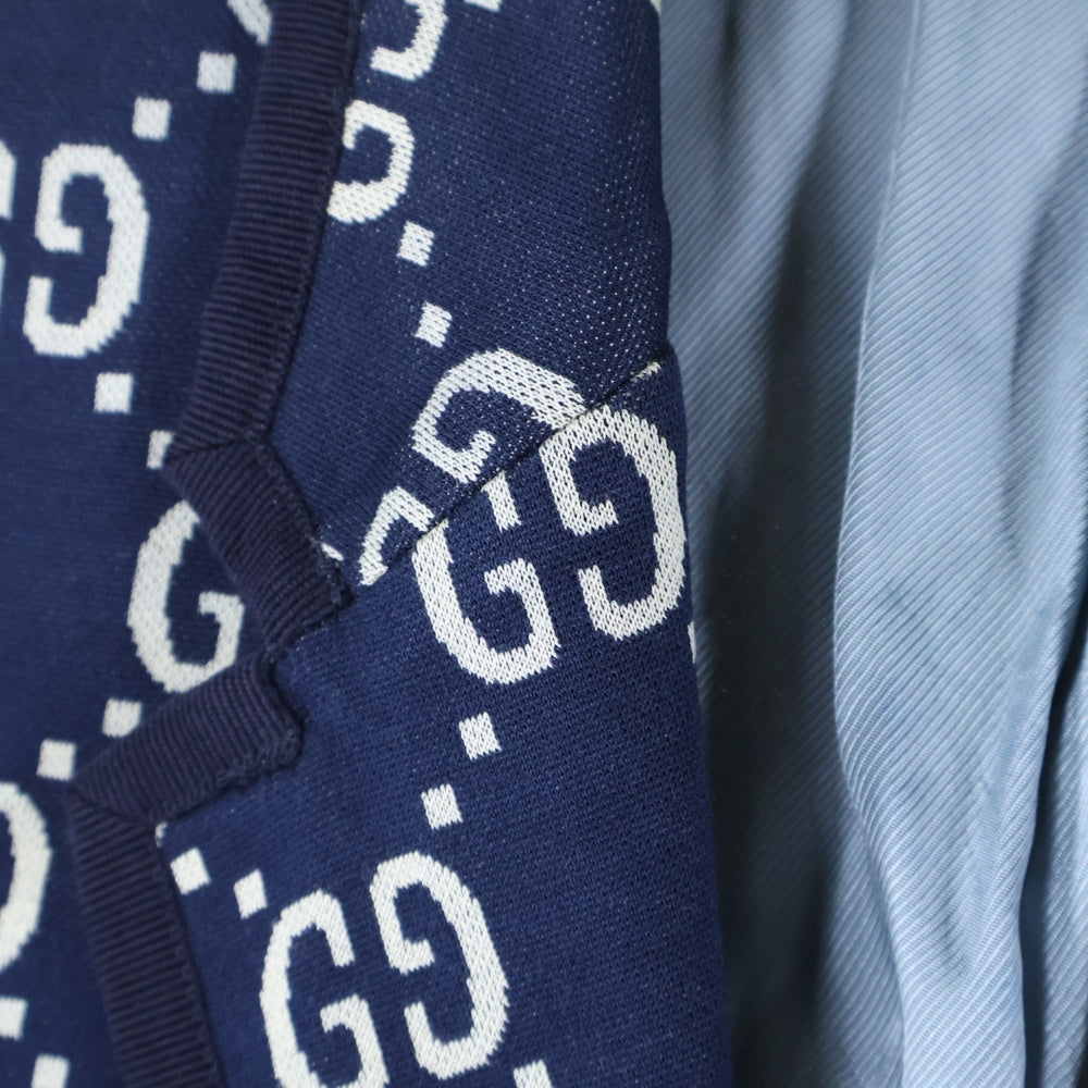 GUCCI(グッチ) 18AW GG Jacquard Jacket ジャガード ウール パイピング 2B シングルテーラード ジャケット ネイビー 521889 Z372F
