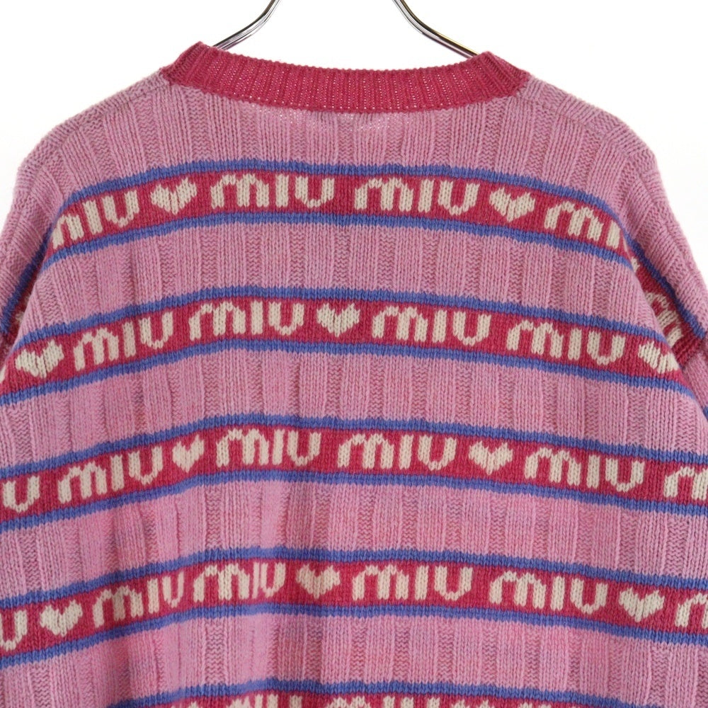 miumiu(ミュウミュウ) バージンウールロゴジャガードニットセーター MML427 1RR1 ピンク レディース
