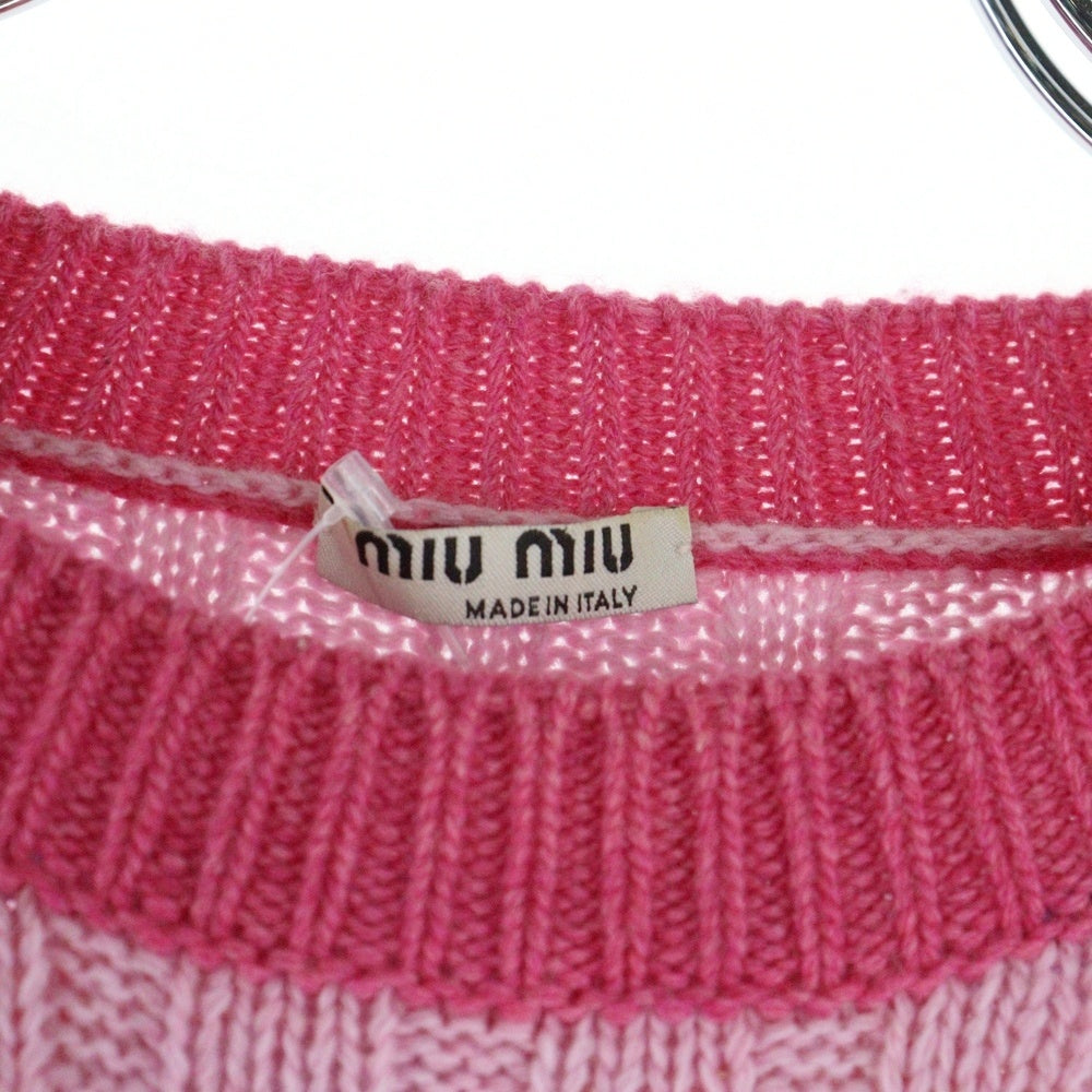 miumiu(ミュウミュウ) バージンウールロゴジャガードニットセーター MML427 1RR1 ピンク レディース