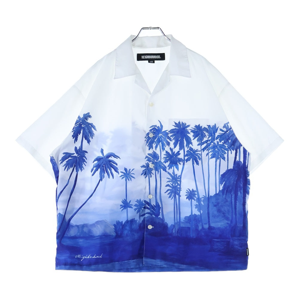 NEIGHBORHOOD(ネイバーフッド) PALM TREE HAWAIIAN SHIRT SS ツリー柄 半袖ハワイアンシャツ ホワイト/ブルー 241TSNH-SHM07