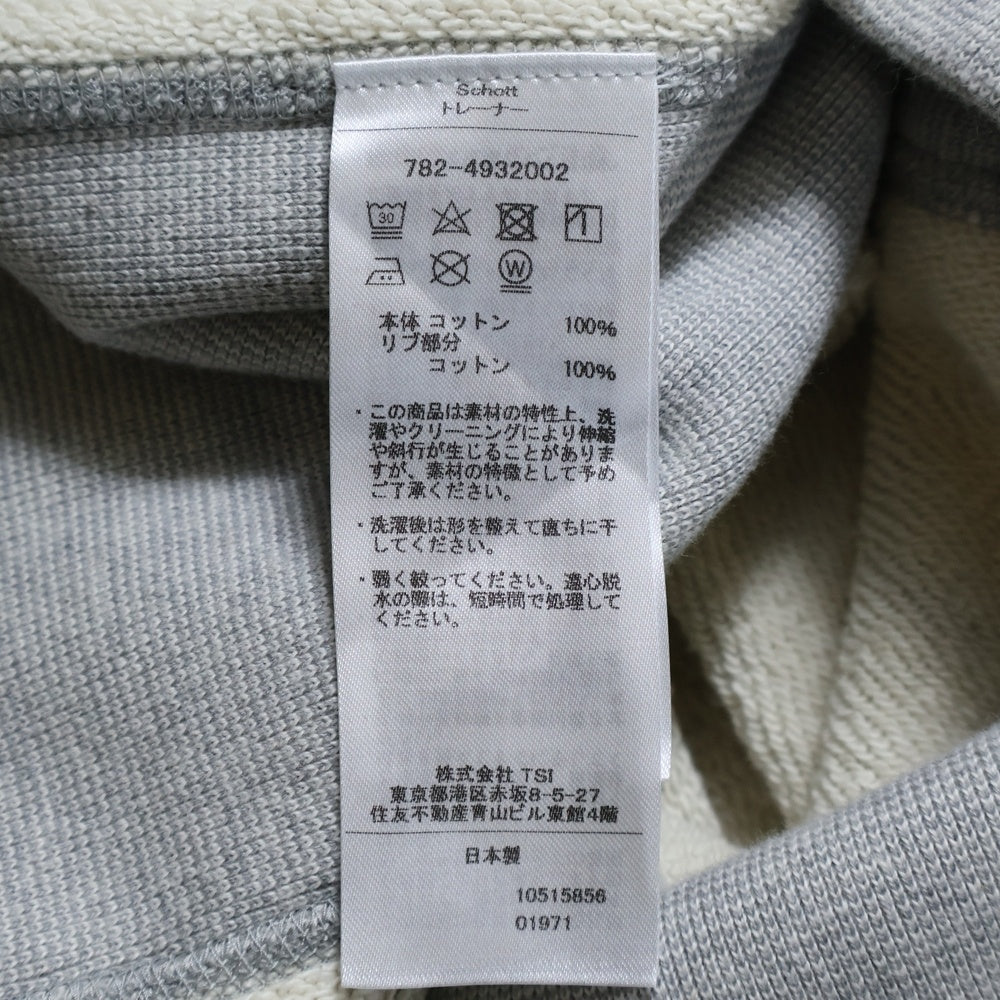 SCHOTT(ショット) PERFECTO SNAP PULLOVER SWEAT パーフェクト スナップ プルオーバー スウェット グレー 782-4932002
