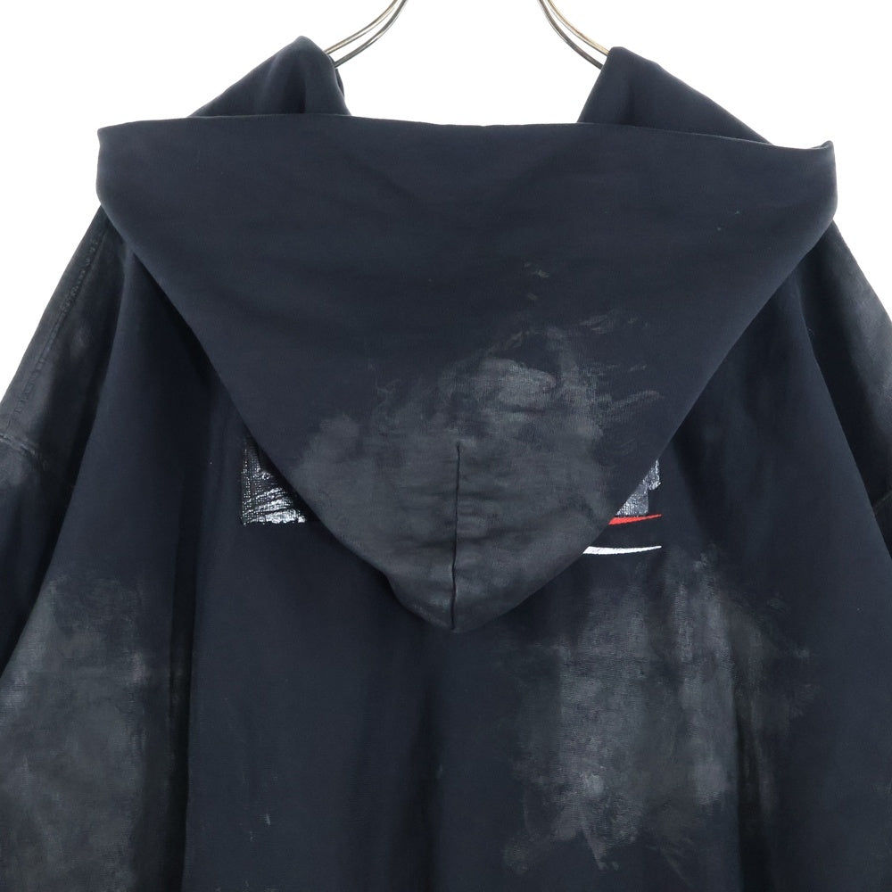 BALENCIAGA(バレンシアガ) キャンペーンロゴ ダメージ加工 ジップアップフーディーパーカー ブラック 720424 TNVK5