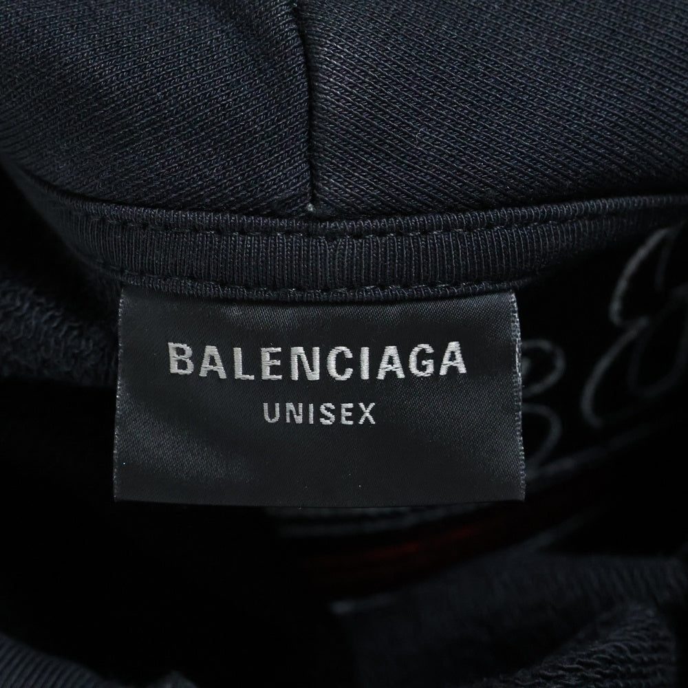 BALENCIAGA(バレンシアガ) キャンペーンロゴ ダメージ加工 ジップアップフーディーパーカー ブラック 720424 TNVK5