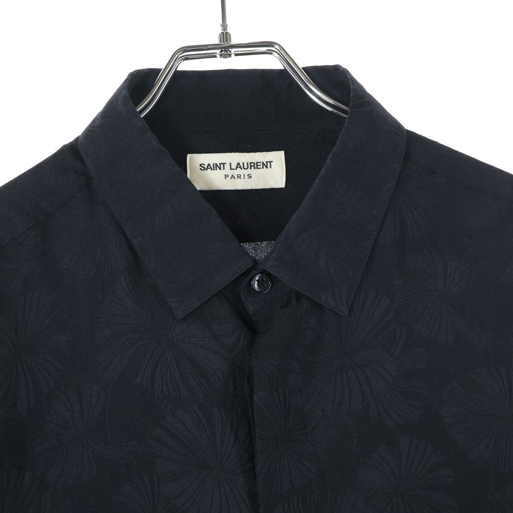 SAINT LAURENT PARIS(サンローランパリ) 総柄シルク 長袖シャツ ブラック 646850 Y2C76