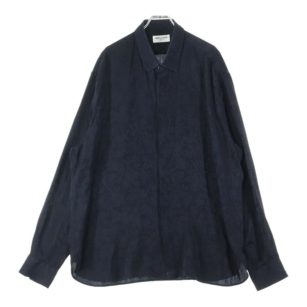 SAINT LAURENT PARIS(サンローランパリ) 総柄シルク 長袖シャツ ブラック 646850 Y2E32